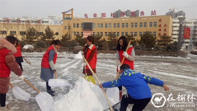 榆阳区驼峰办金阳社区积极清理辖区积雪