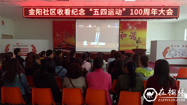 榆阳区驼峰办金阳社区组织观看五四运动100周年大会