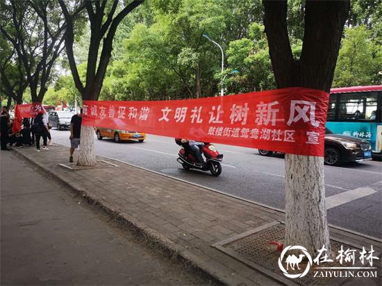 榆阳区鼓楼街道鸳鸯湖社区开展<font color='red'>文明出行</font>宣传活动