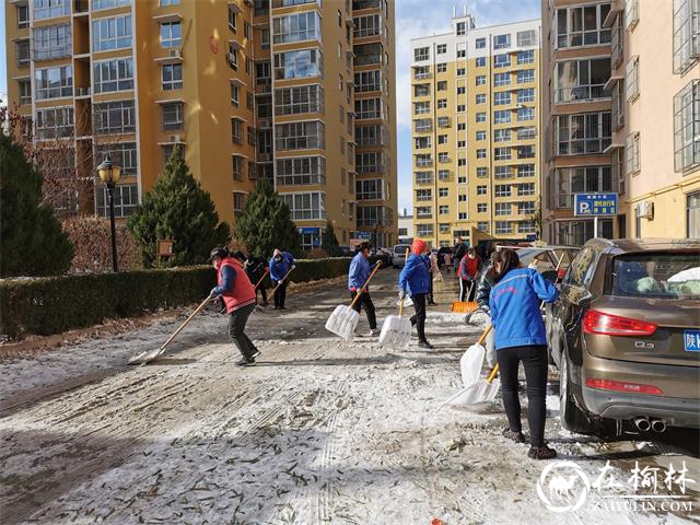 榆阳区沙河路街道阳光城社区：人人参与扫积雪，天气虽冷人心暖