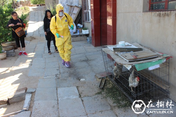 榆阳区金华路社区针对H7N9禽流感进行消毒防范工作