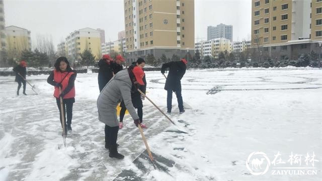 榆阳区金阳社区开展“义务扫雪献真情”志愿活动