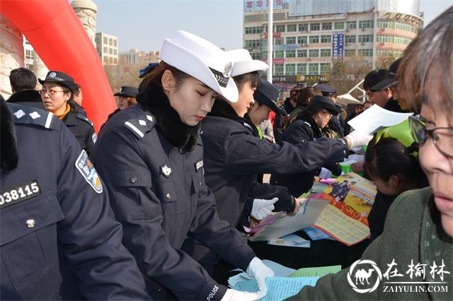 靖边交警借开展“110宣传日”活动预热春运