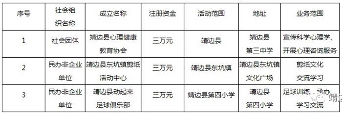 靖边县心理健康教育协会等3家社团单位成立公示