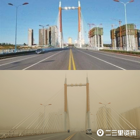 榆林市沙尘暴来袭！榆林地标建筑沙尘暴VS晴天对比图