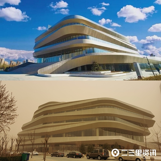 榆林市沙尘暴来袭！榆林地标建筑沙尘暴VS晴天对比图