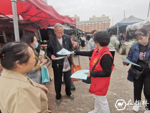 榆阳区驼峰路街道望湖路社区进市场开展创卫宣传很给力！