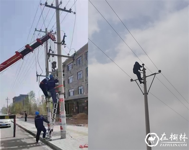 神木市大保当镇供电所电力人员顶酷暑保供电