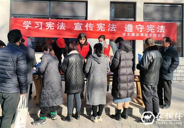 榆阳区崇文办学院社区开展国家宪法日宣传活动