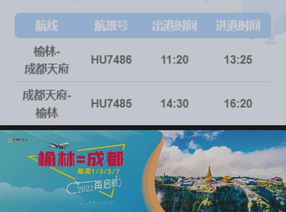 榆林机场开通34条航线，通达31个城市