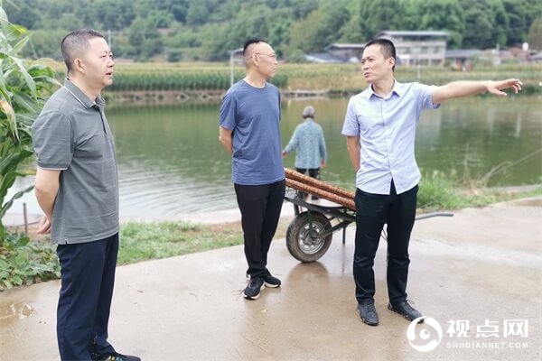 四川省三台县人大调研灵兴镇花庙村水旱防御并讲党课