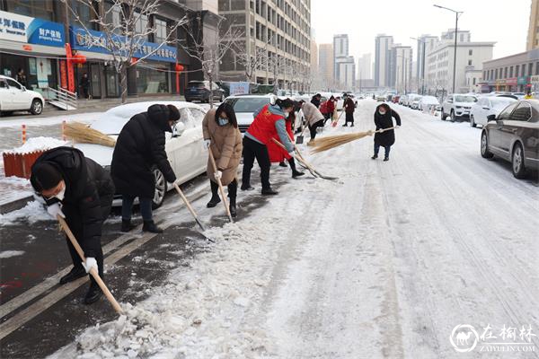 榆阳区沙河路街道<font color='red'>雨润路社区</font>开展扫雪除冰活动