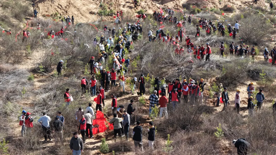 4月10日上午，榆林市第五医院开展了主题为“撒播绿色希望 守护身心健康”的义务植树活动