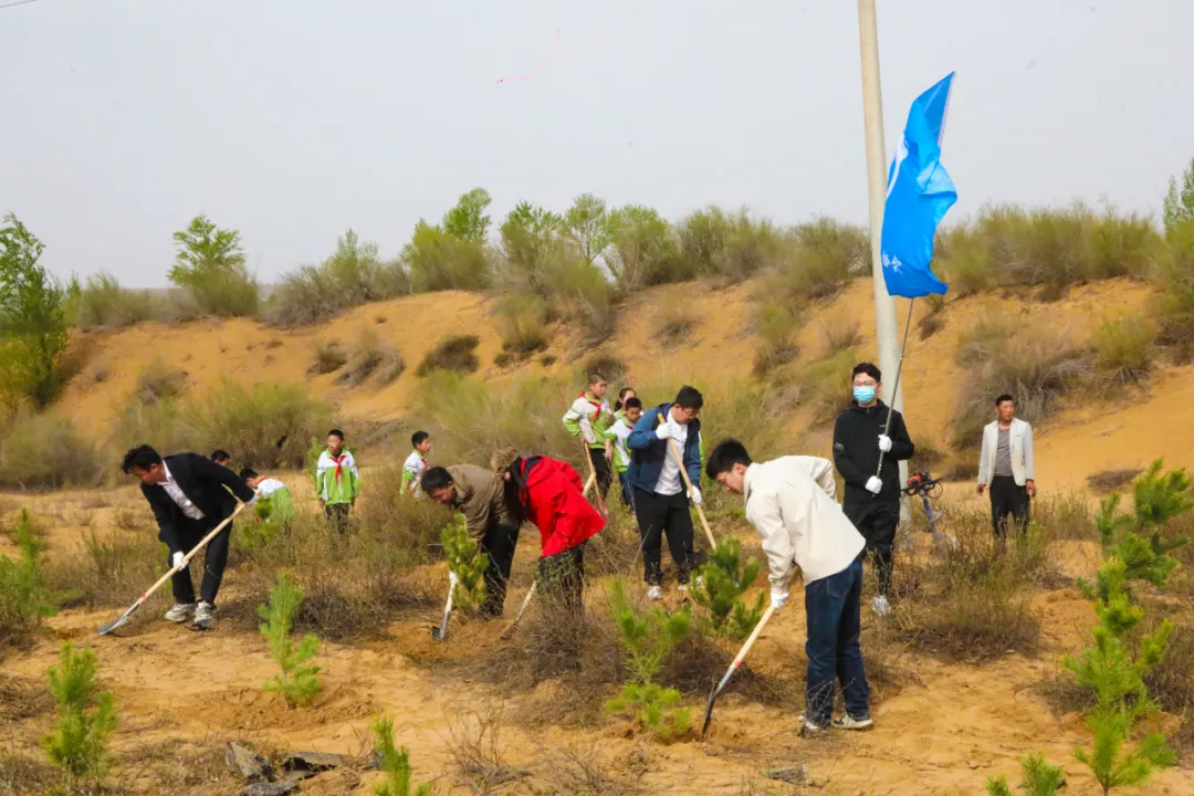 4月16日，榆林市榆阳区互联网协会组织会员赴巴拉素镇开展“网聚青春力量 共植绿色榆阳”义务植树活动。