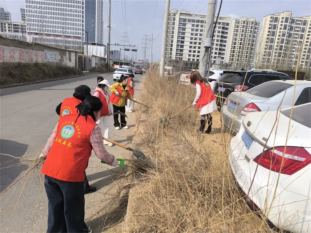 榆阳区崇文路街道富庆路社区组织“五级五长”及志愿者开展环境整治活动