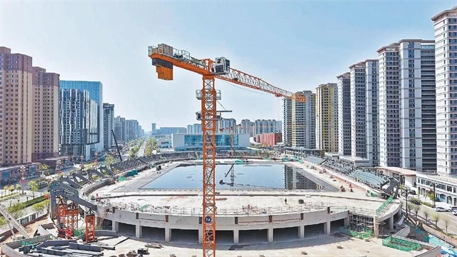 神木市全民健身中心项目施工现场。张帅摄