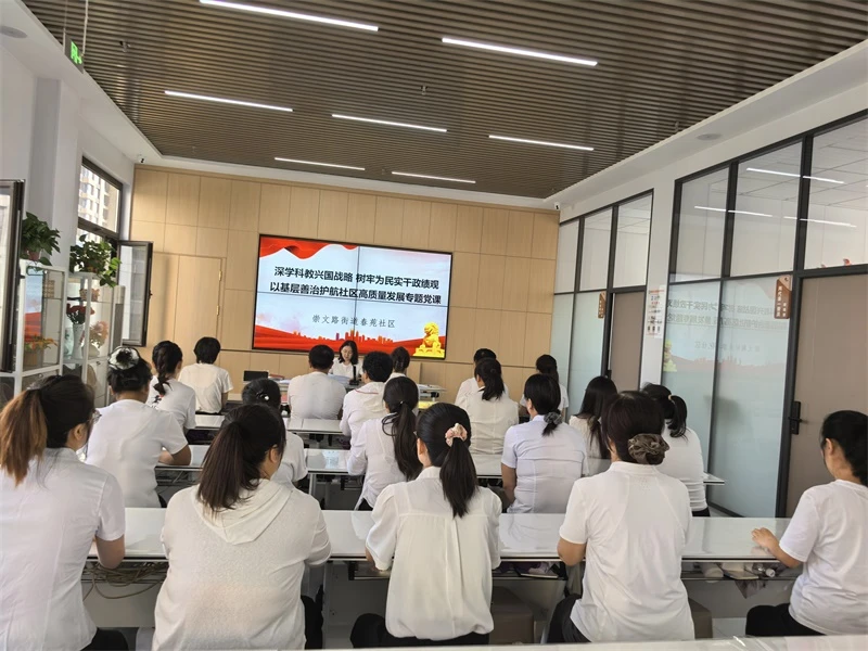 社区挂片领导李丽主任围绕强党性、守初心、担使命、为民实干政绩观等核心内容讲授专题党课