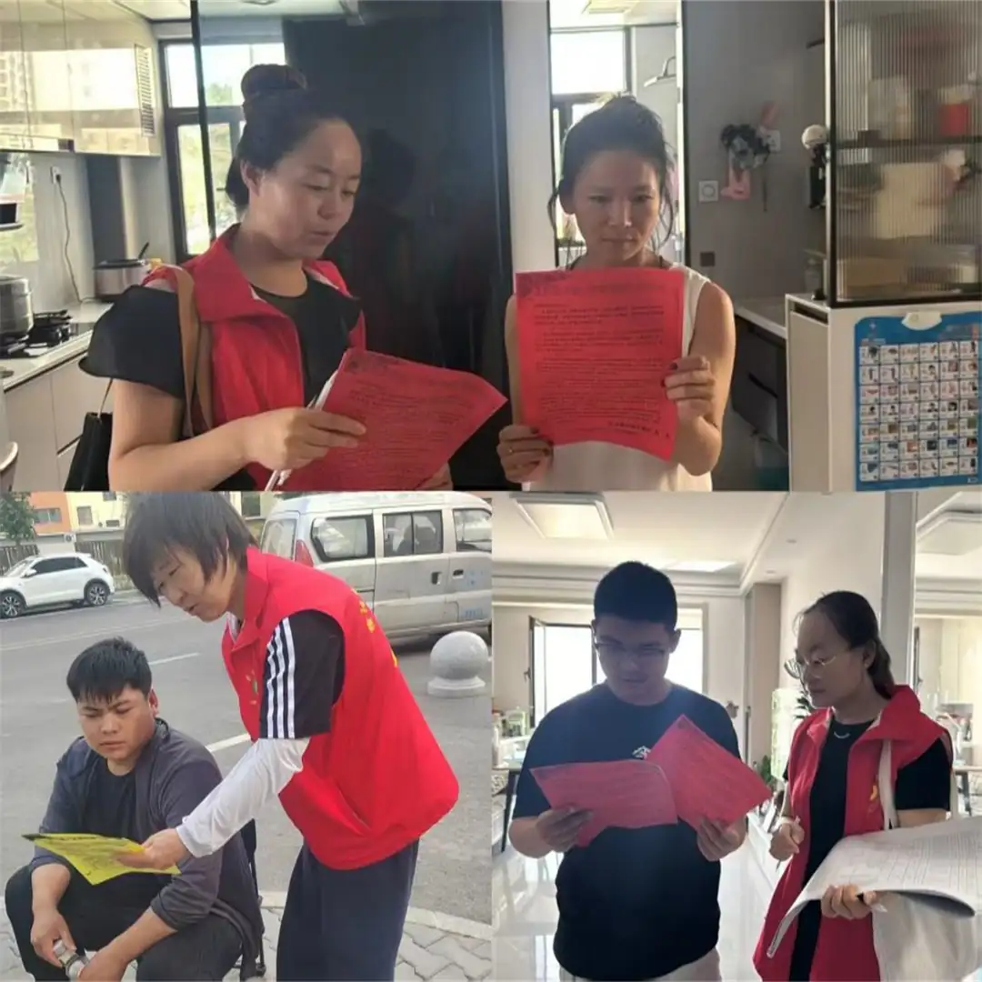 志愿者发放《干净驼城倡议书》，讲解垃圾分类等知识